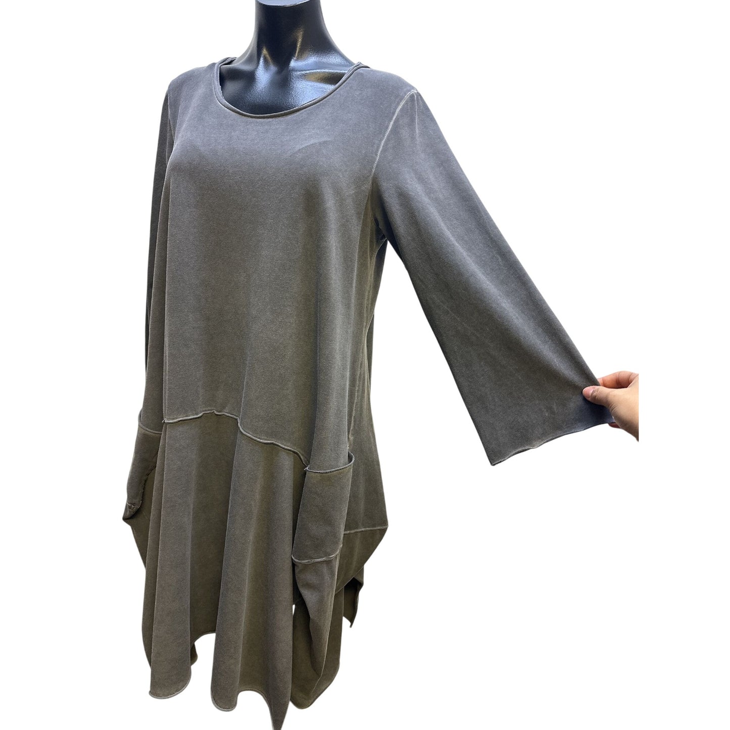 Luukaa Gray Loose-Fitting Tunic Dress Size 14