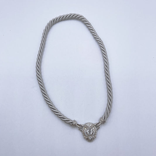 Judith Ripka 925 Sterling Silver Twisted Rope Necklace W/Convertible Cubic Zirconia Pendant