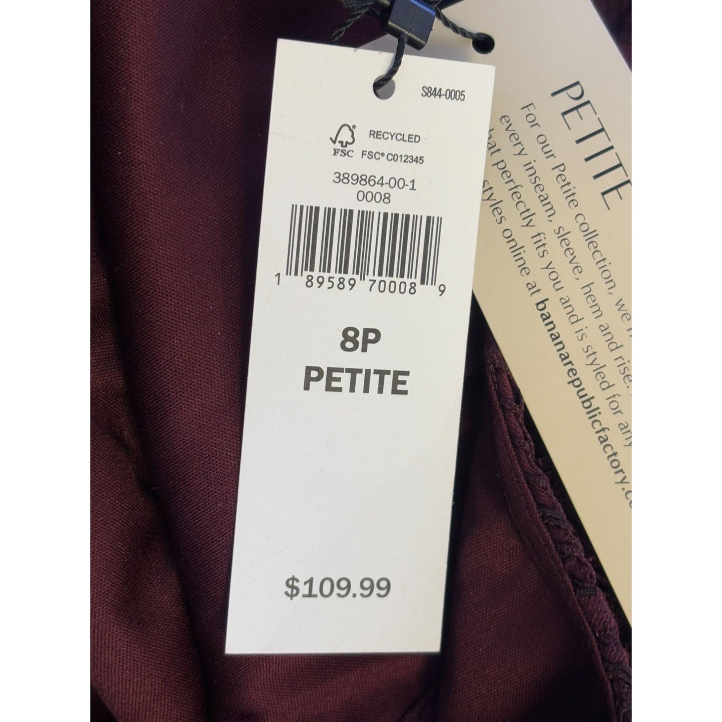 NWT Banana Republic Petite Lace Burgundy Dress 8P