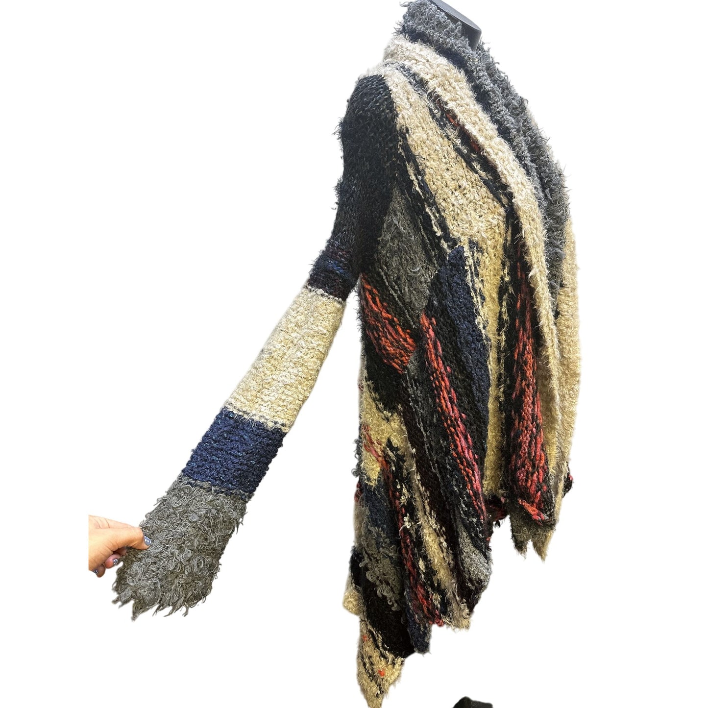 Free People Bohemian Open Front Knit Cardigan w/Patchwork Design Size S