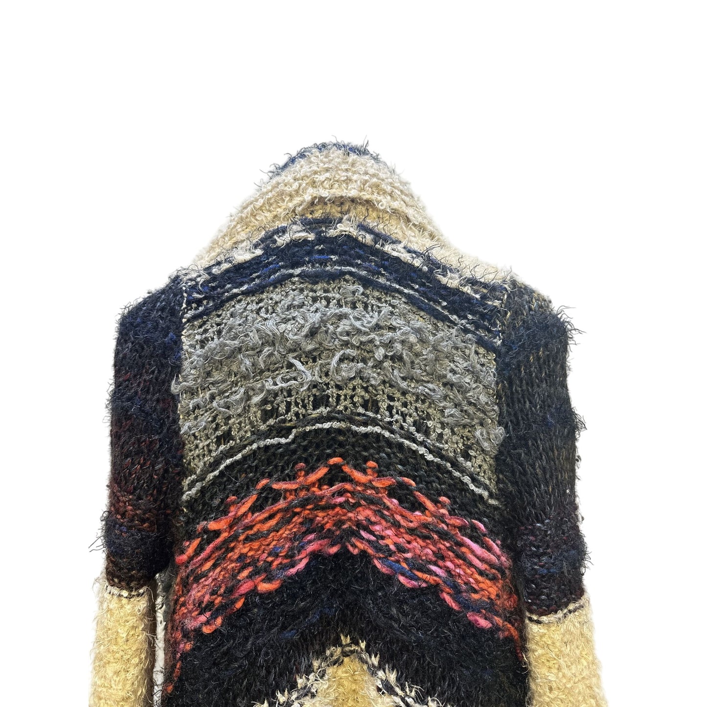 Free People Bohemian Open Front Knit Cardigan w/Patchwork Design Size S