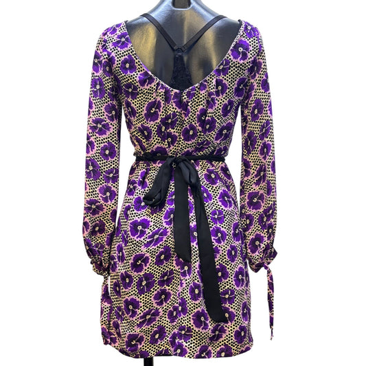 Milly Floral Print Dress Purple & Black Size 0