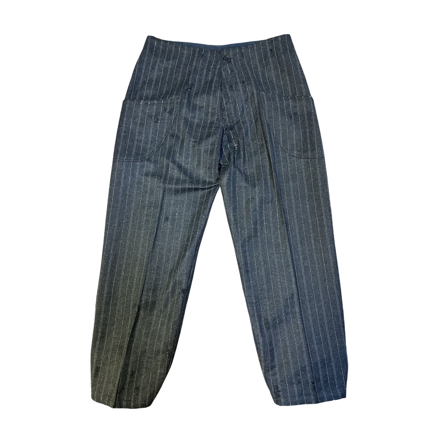 Magnolia Pearl Black Wool Pinstripe Wide-Leg Pants