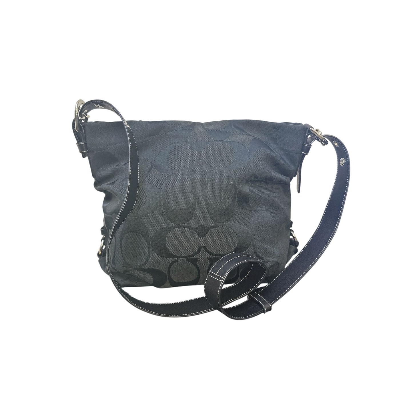 Coach Black Signature Monogram Crossbody Bag w/Adjustable Strap & Silver Hardware