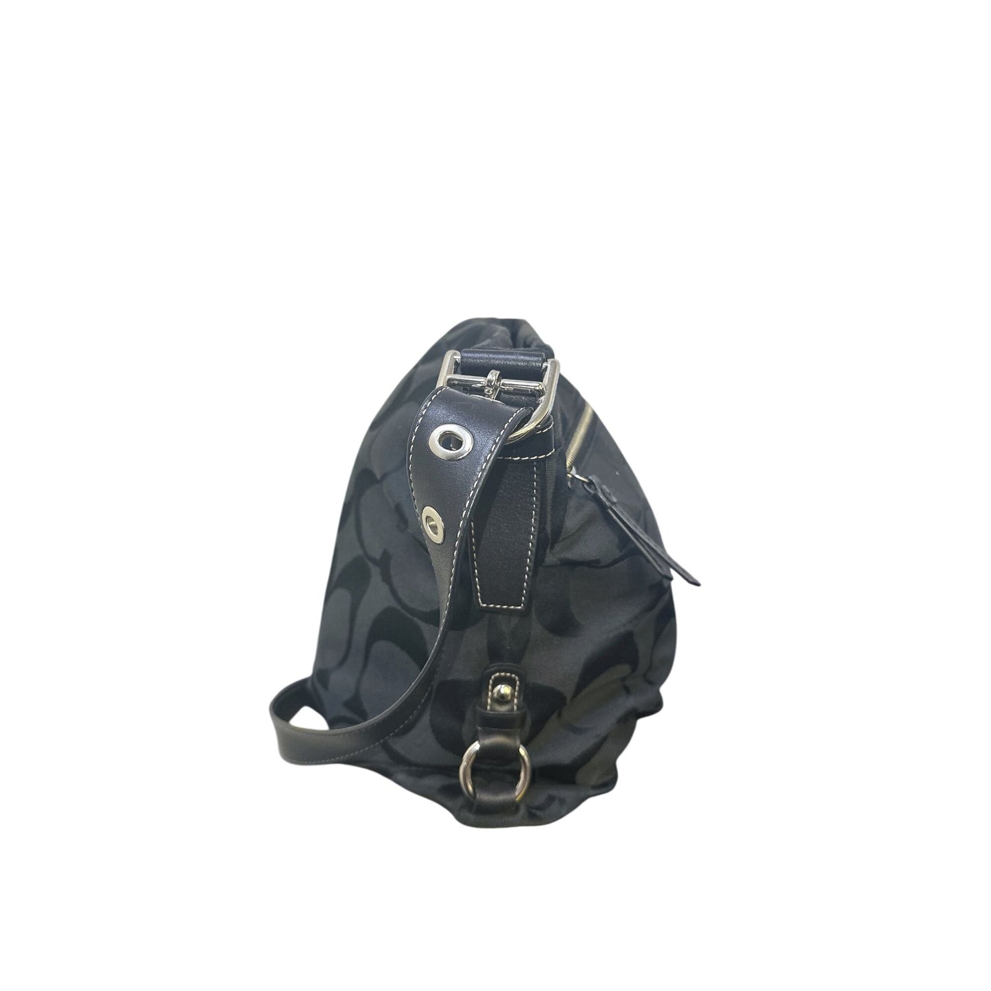 Coach Black Signature Monogram Crossbody Bag w/Adjustable Strap & Silver Hardware