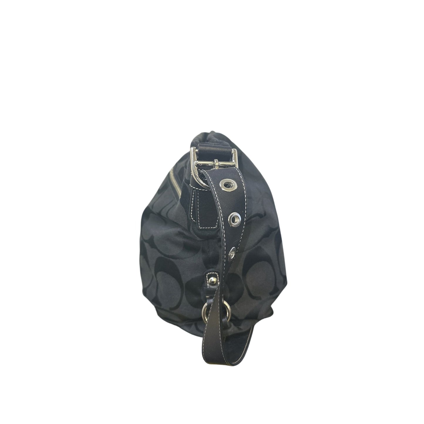 Coach Black Signature Monogram Crossbody Bag w/Adjustable Strap & Silver Hardware