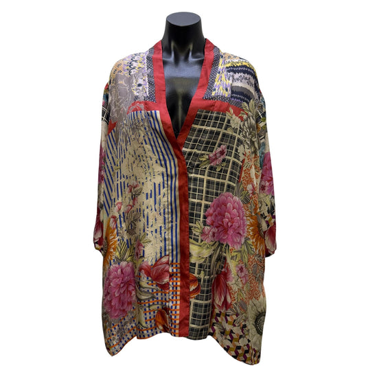 Johnny Was Reversible Silk Kimono Cardigan Multicolor M