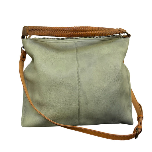 Free People Woven Shoulder Bag Green & Brown Adjustable Strap