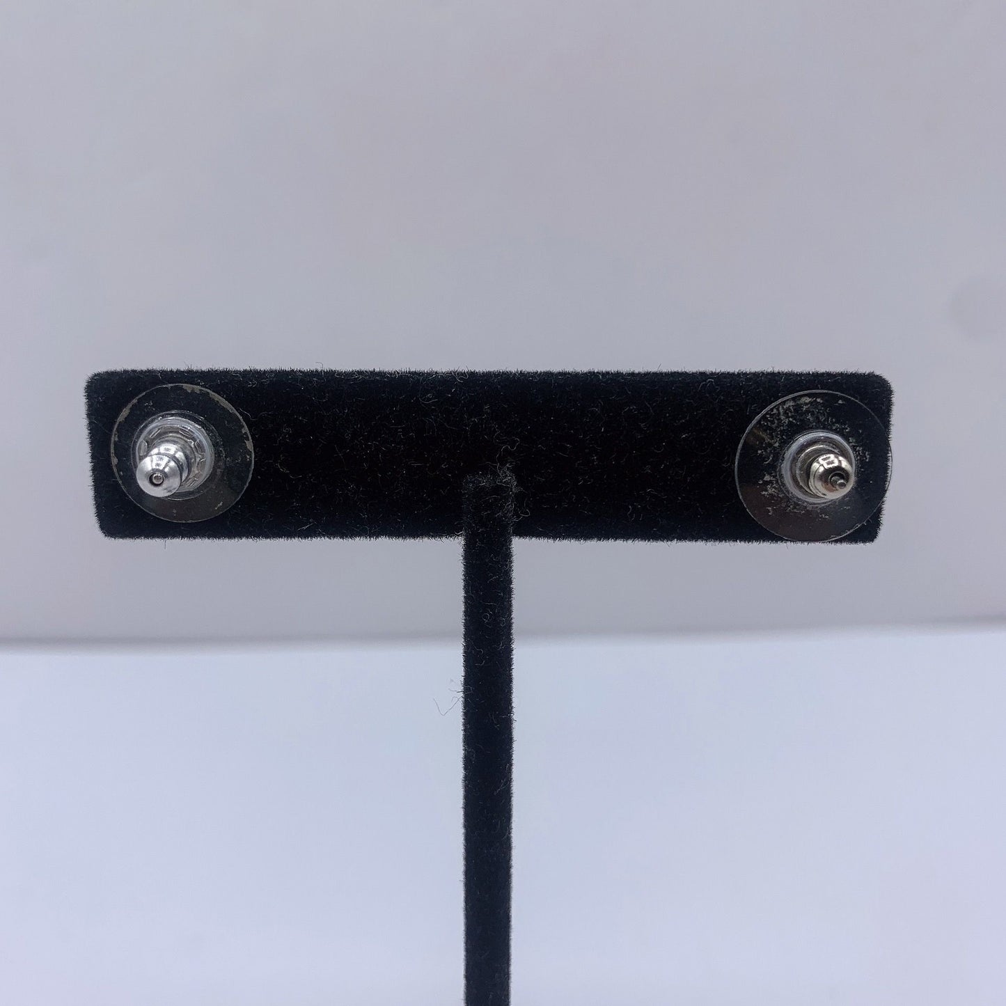 14K White Gold Square Stud Cubic Zirconia Stones Earrings