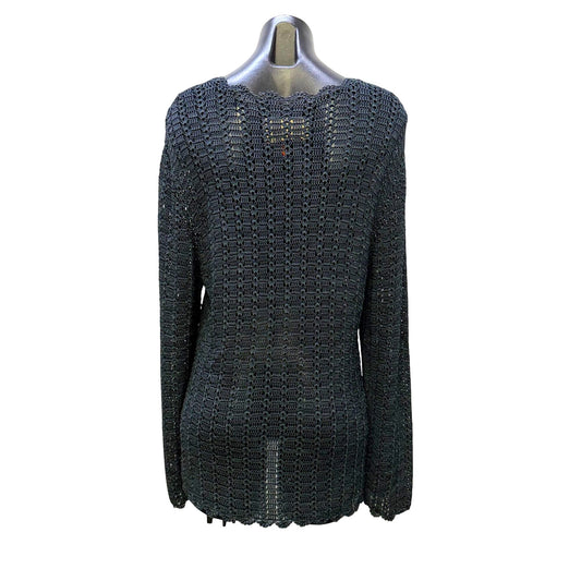 Double D Ranch Navy Open-Weave Sweater M