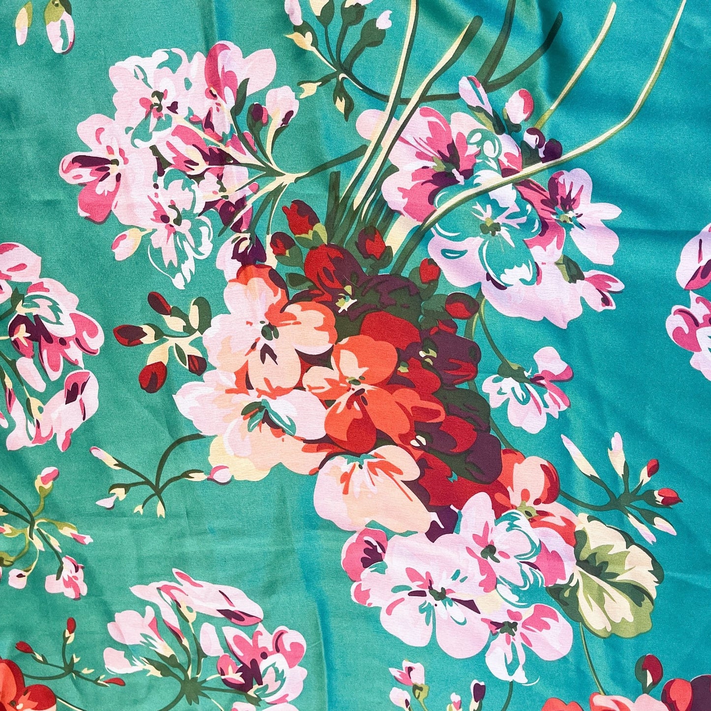 Gucci Floral 100% Silk Scarf Green Pink Design 35" x 70" Rectangle
