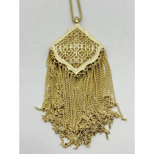 Kendra Scott Gold Filigree Tassel Pendant Necklace With Long Chain