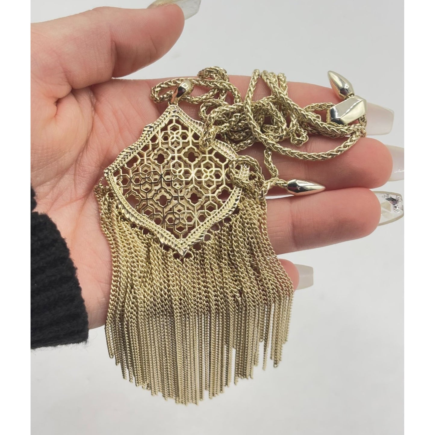 Kendra Scott Gold Filigree Tassel Pendant Necklace With Long Chain