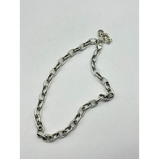Brighton Silver-Tone Link Chain Necklace With Heart Clasp & Adjustable Extender
