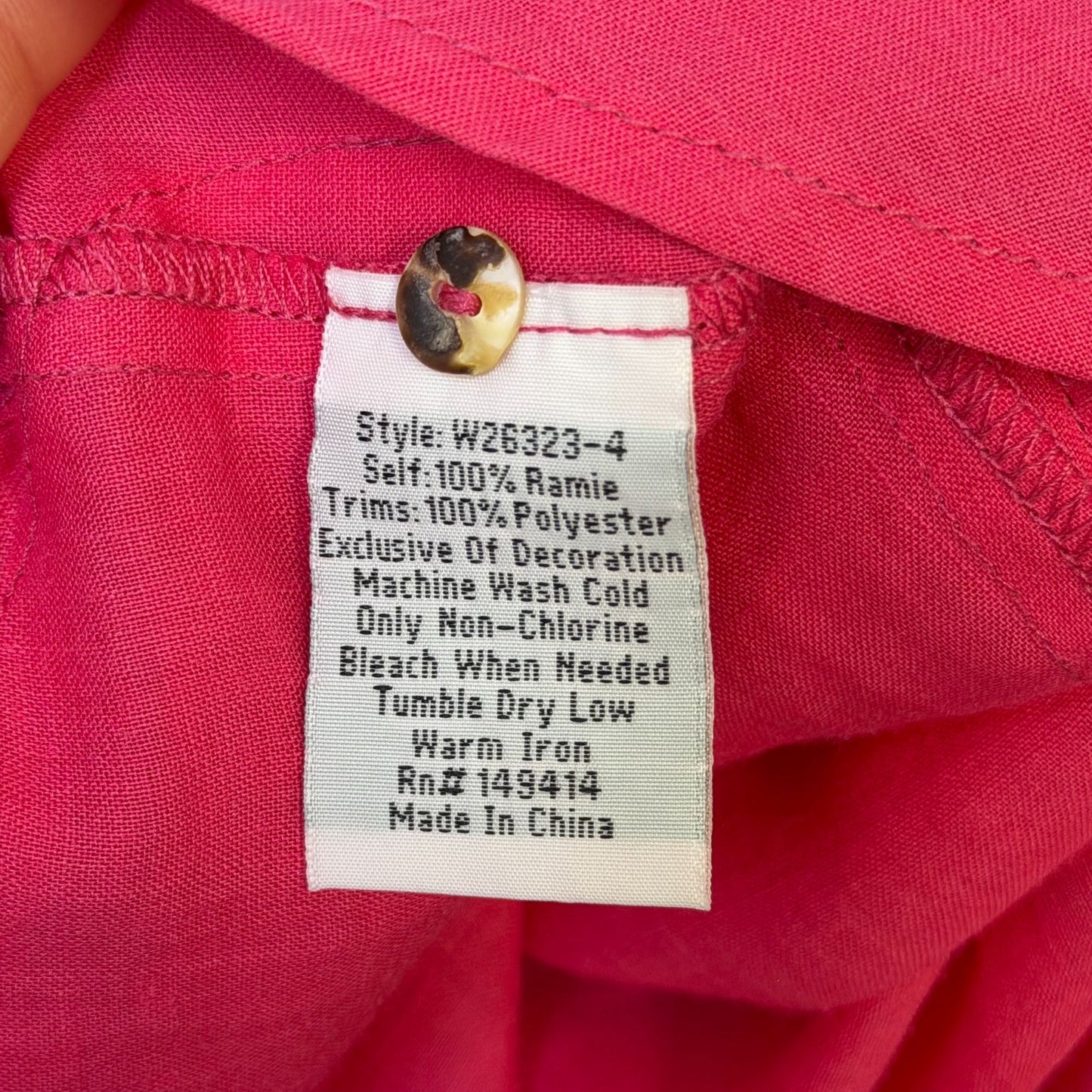 Johnny Was Workshop Pink Embroidered Long Sleeve Blouse S