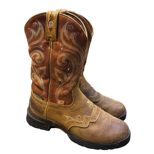 Justin Western Boots Brown Leather Size 7