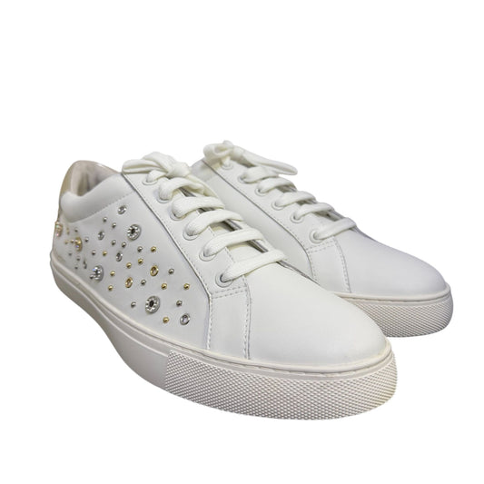 Chico's White Love Chicos Sneakers With Gold Metallic Accent 10
