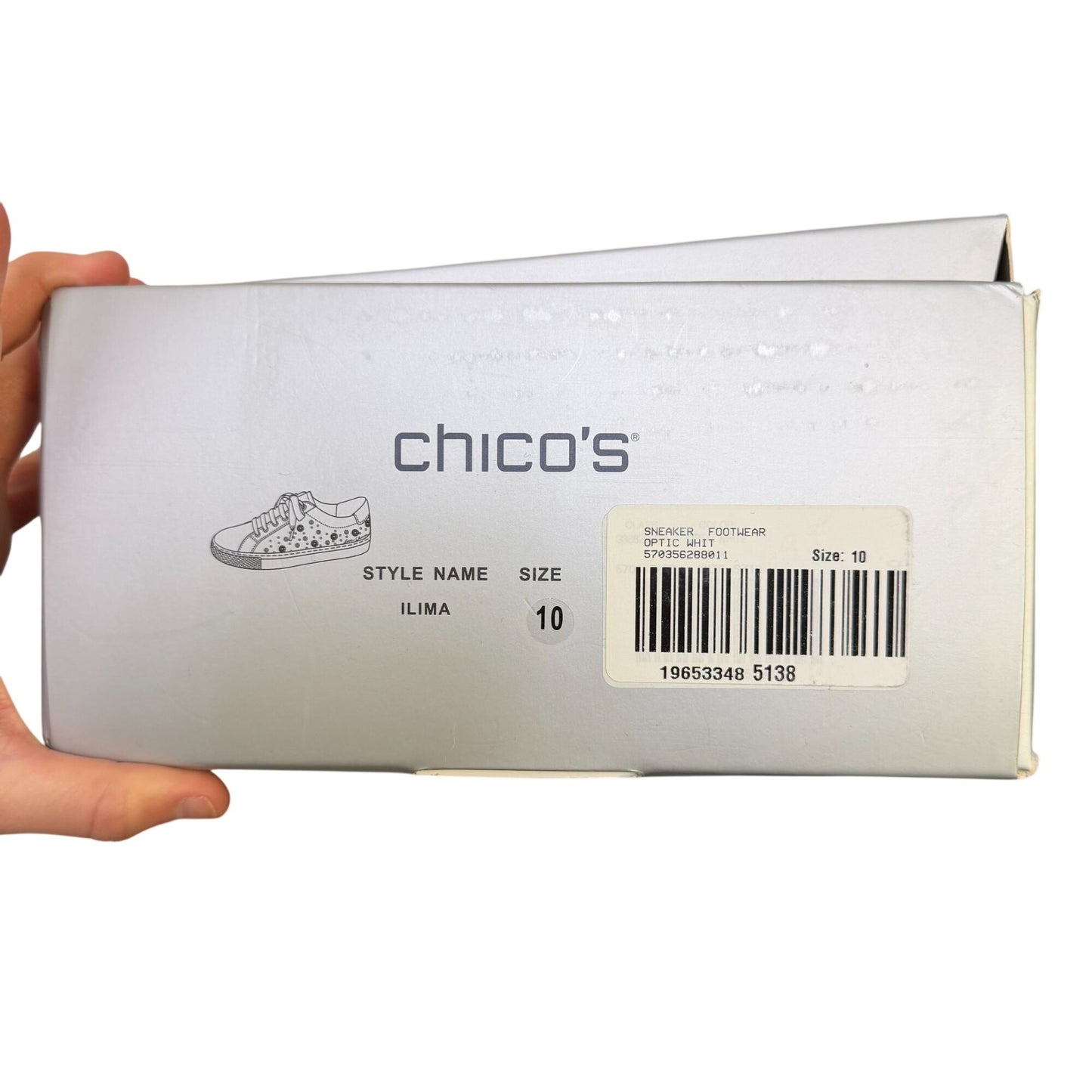 Chico's White Love Chicos Sneakers With Gold Metallic Accent 10