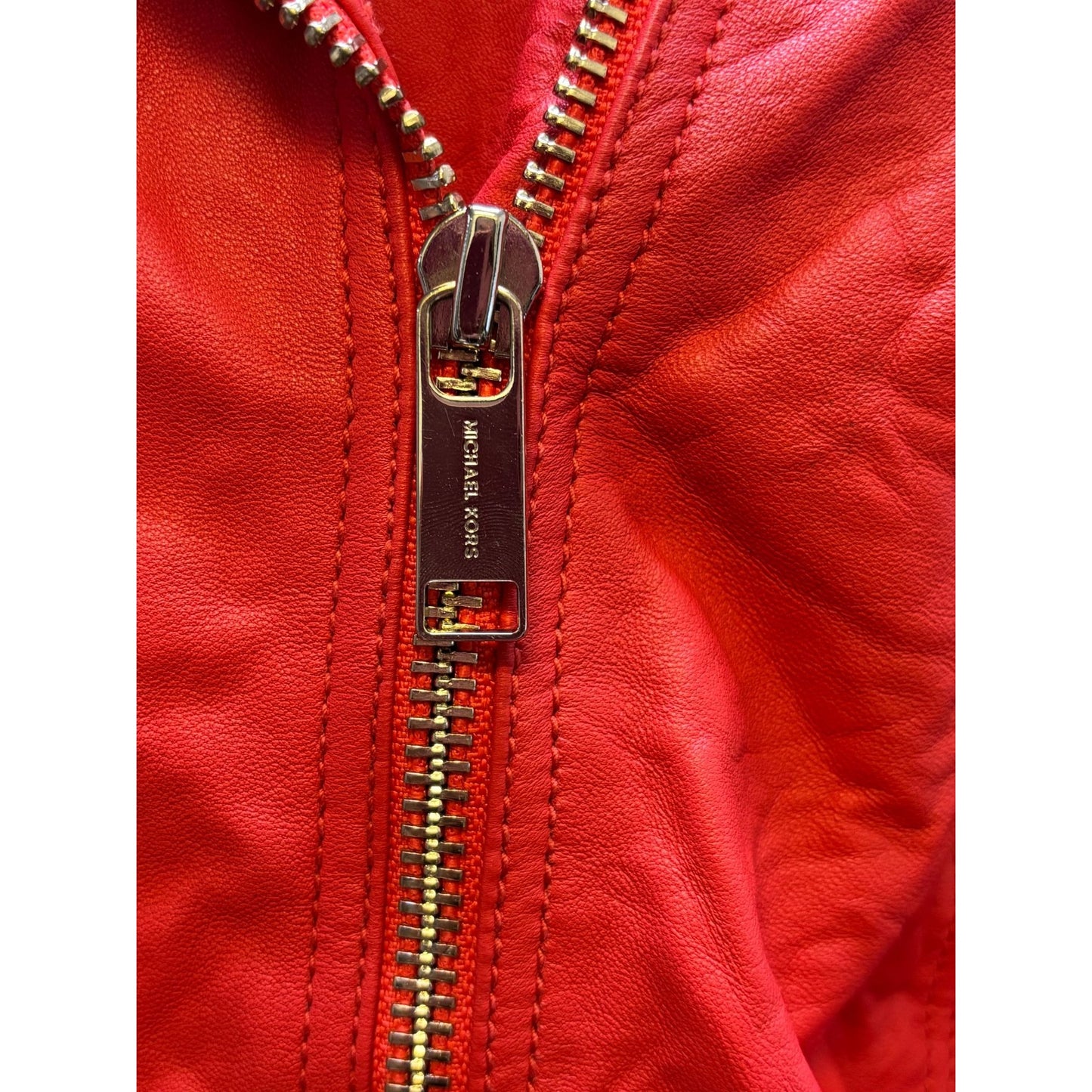 Michael Kors Red Lambskin Leather Jacket Size S