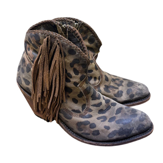 Liberty Black Western Ankle Booties Leopard Print Size 7