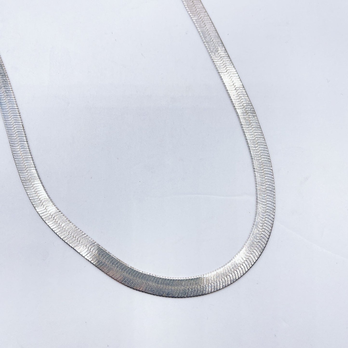 Sterling Silver 925 Herringbone Chain Necklace 22"
