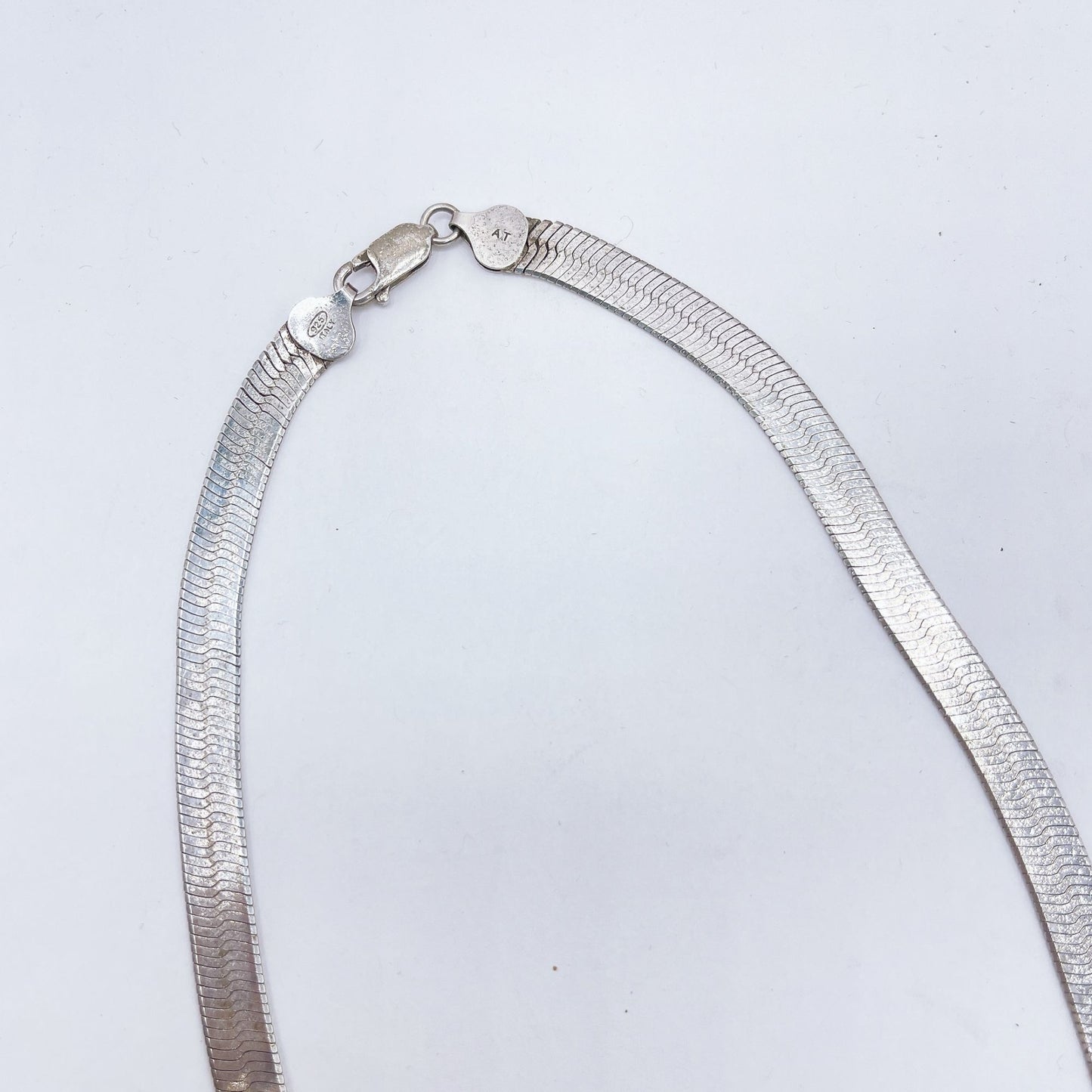 Sterling Silver 925 Herringbone Chain Necklace 22"