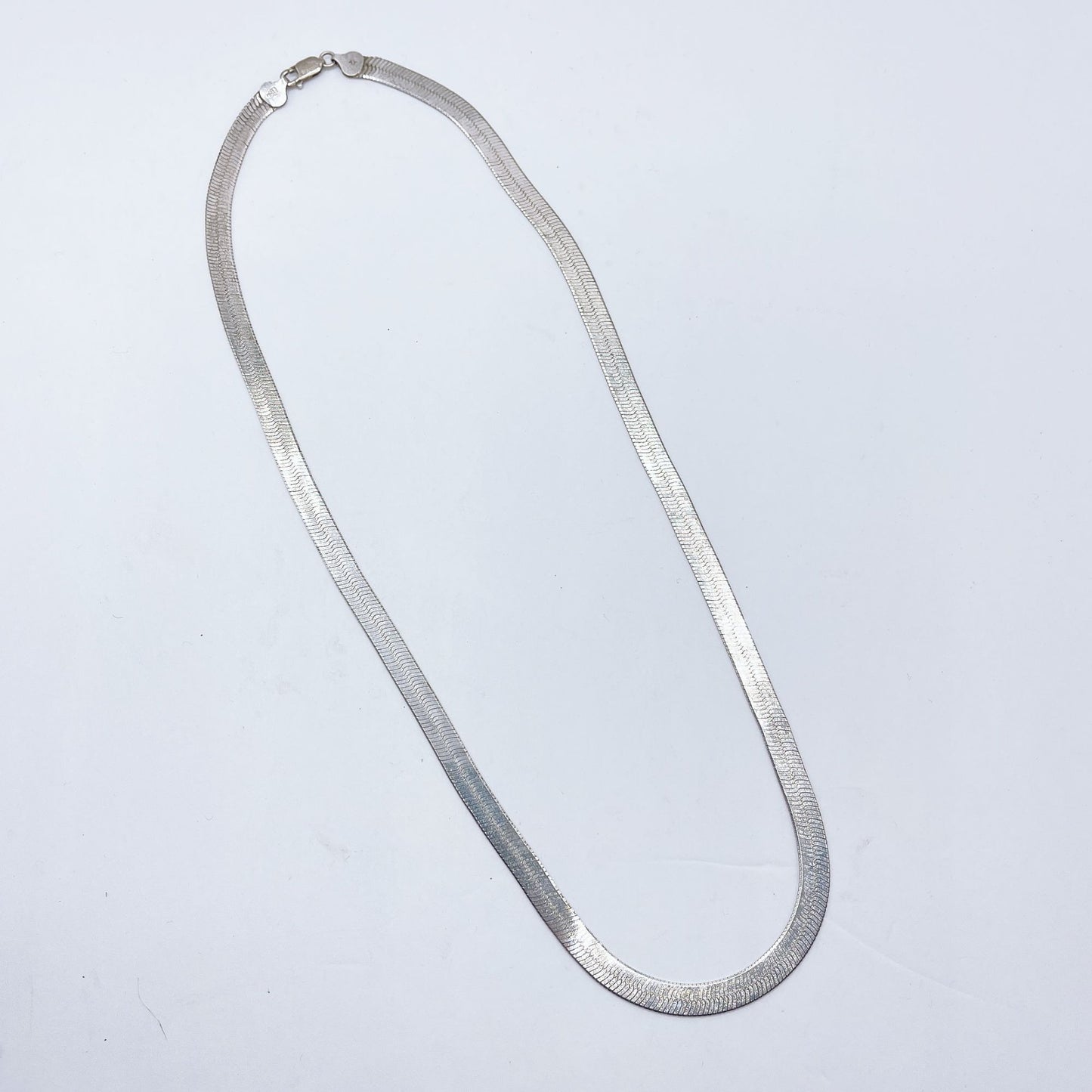 Sterling Silver 925 Herringbone Chain Necklace 22"