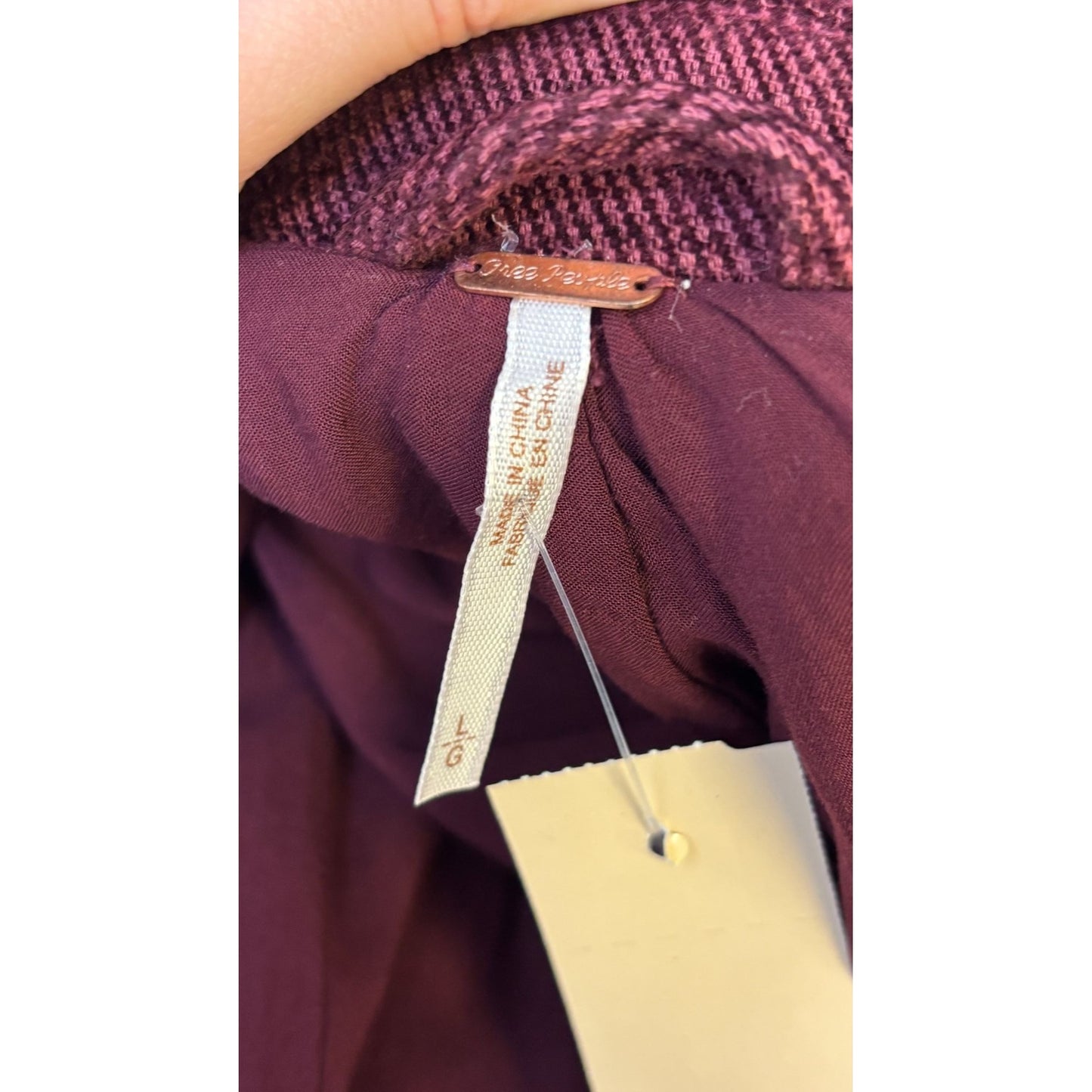 Free People Long Double-Breasted Coat Wine Red Size L