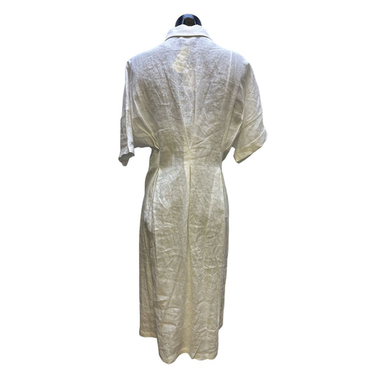 NWT Lucy Paris Linen White Button-Up Midi Dress M