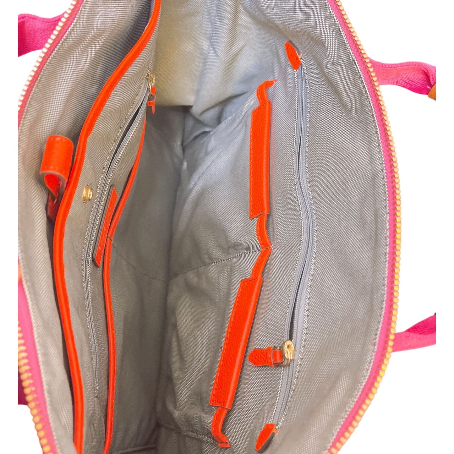 Cole Haan Womens Colorblock Leather Backpack With Adjustable Straps & Multiple Compartments