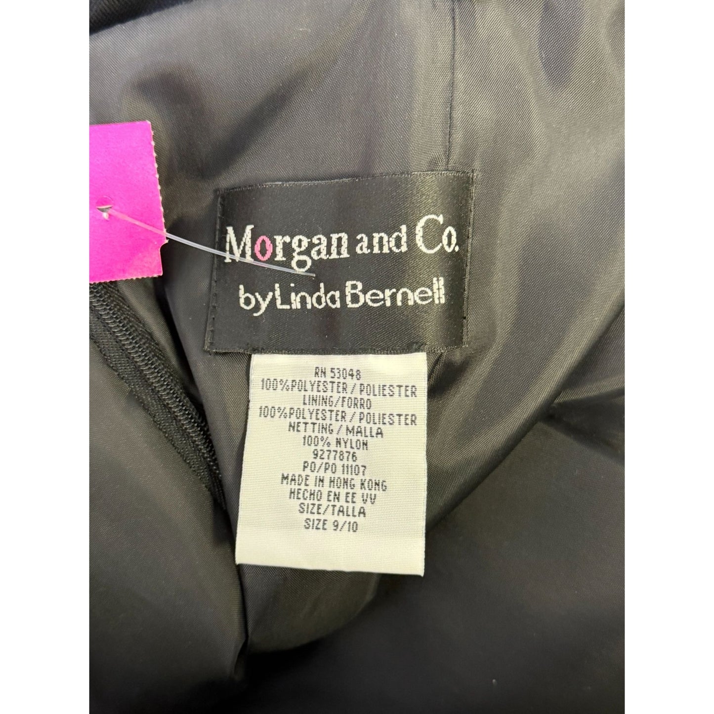 Morgan & Co By Linda Bernell Black Embroidered Floral Formal Dress Size 9/10