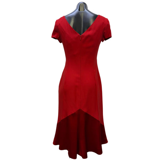 Lorcan Mullany For Bellville Sassoon Red Satin Bow Detail Midi Dress US 6 UK 10