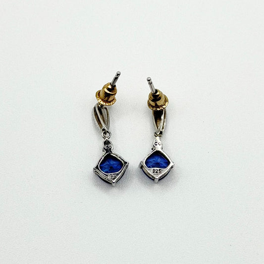 925 Sterling Silver Purple Crystal Drop Earrings