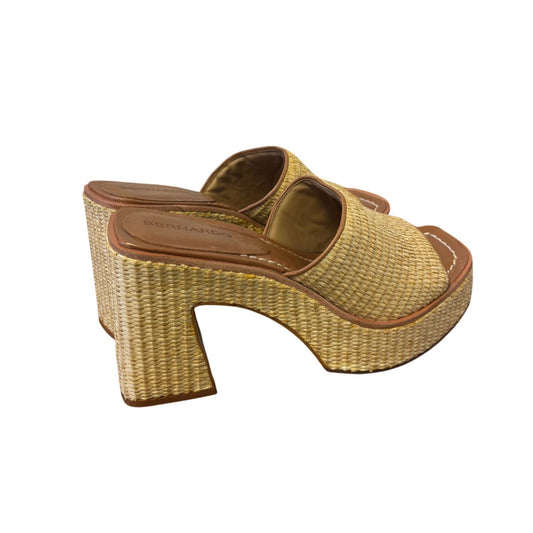 Bernardo Raffia Woven Block Heel Sandals Summer Shoes 9