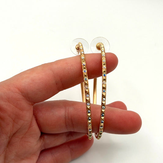 Kendra Scott Veronica Hoop Earrings Rose Gold Crystal Accents