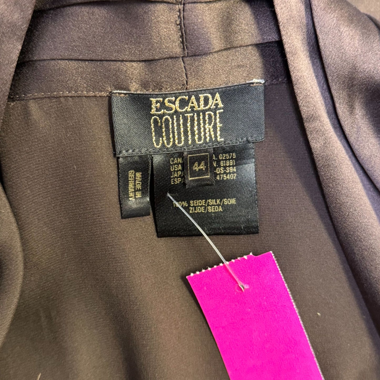 Escada Couture Brown Silk Sleeveless Blouse With Button Front Size 44/L