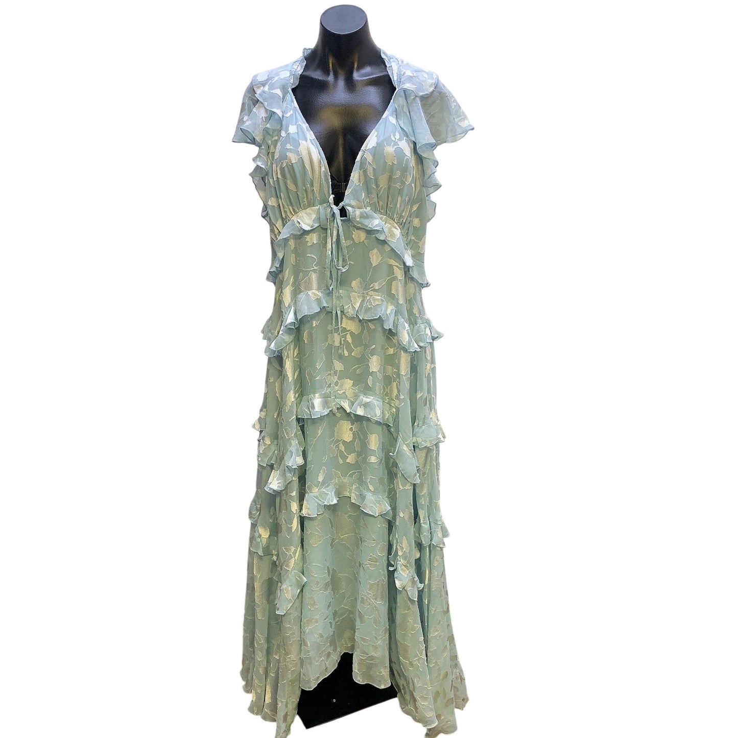 NWT Asos Design Blue Curve Tiered Ruffle Maxi Dress w/Floral Print Size 16