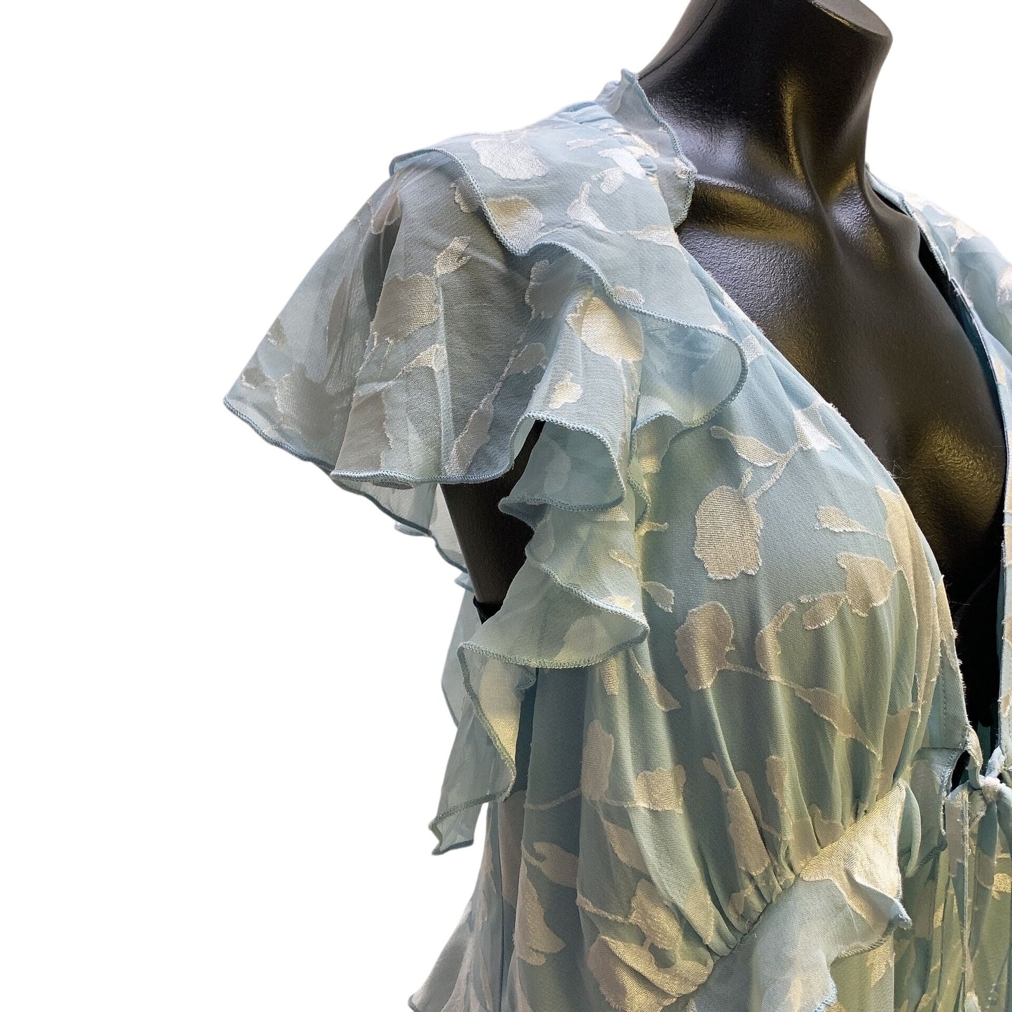 NWT Asos Design Blue Curve Tiered Ruffle Maxi Dress w/Floral Print Size 16