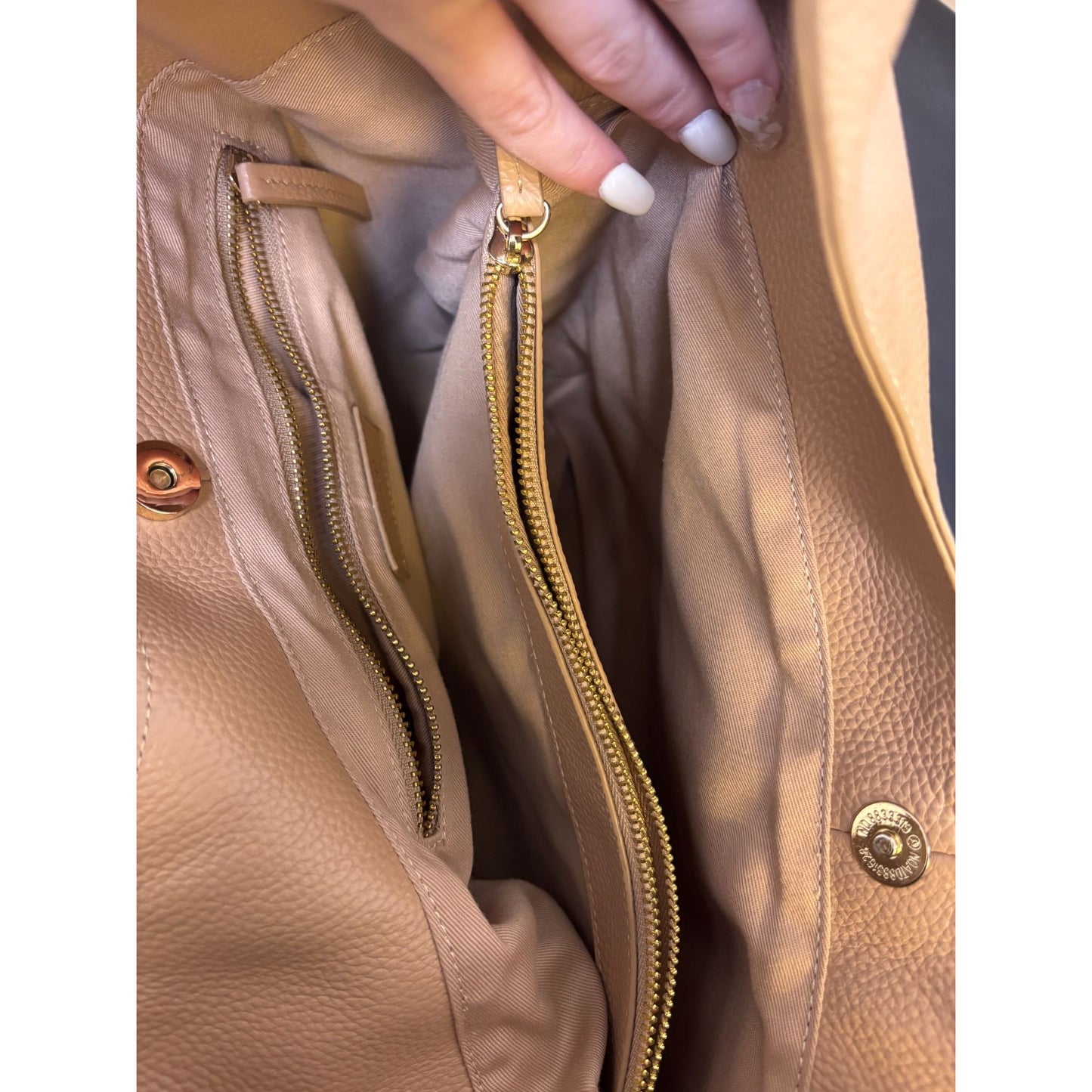 Laggo Soft Leather Hobo Shoulder Bag Camel Textured Handbag
