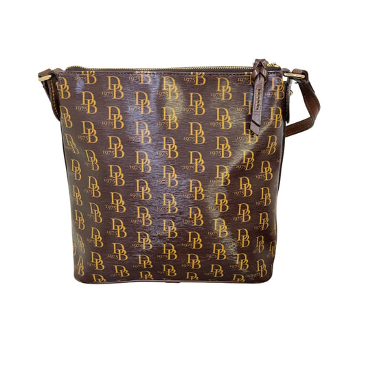 Dooney & Bourke Brown DB Logo Shoulder Bag With Adjustable Strap