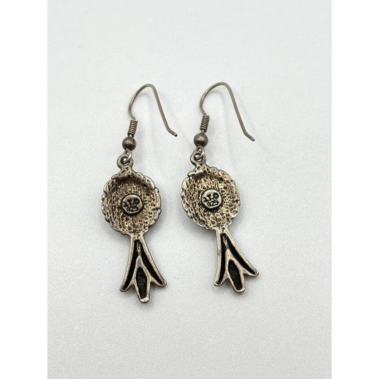 Vintage 925 Sterling Silver Lapis Stone Dangle Earrings