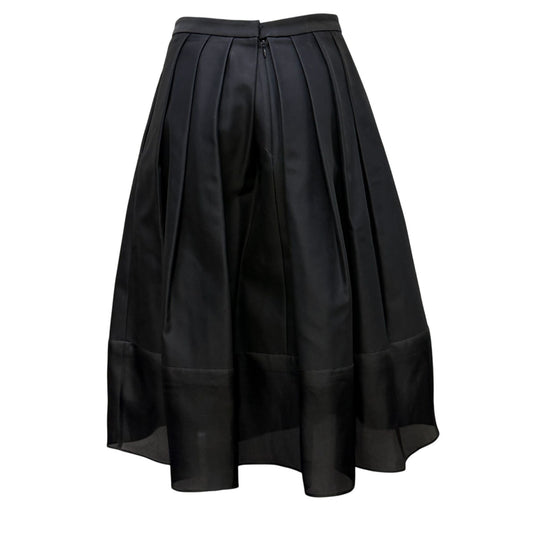 Tibi Black Pleated A-Line Midi Skirt Size 2