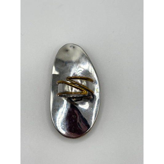 Handcrafted Blue Druzy Agate Statement Ring Mixed Metal Artisan Design