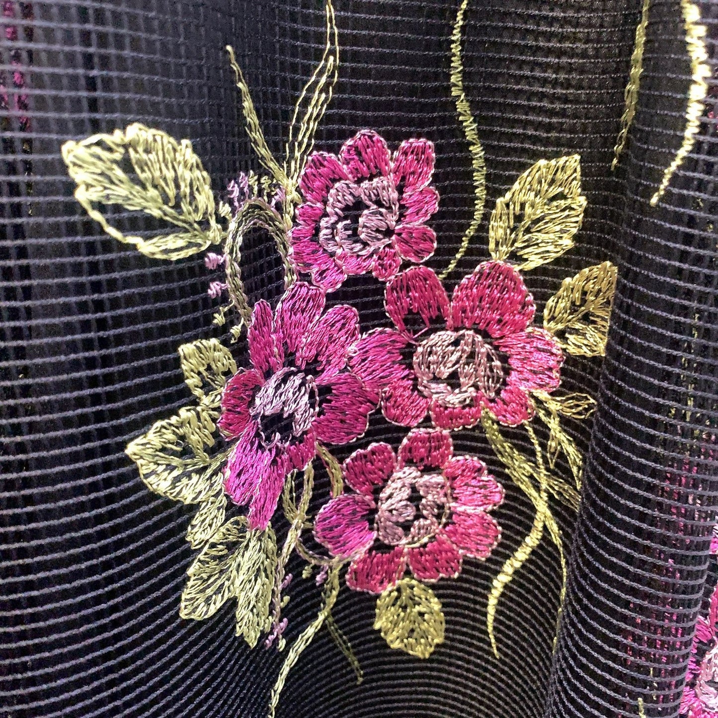 Tahari Arthur S. Levine Black & Pink Floral Embroidered Mesh Dress, Size 6