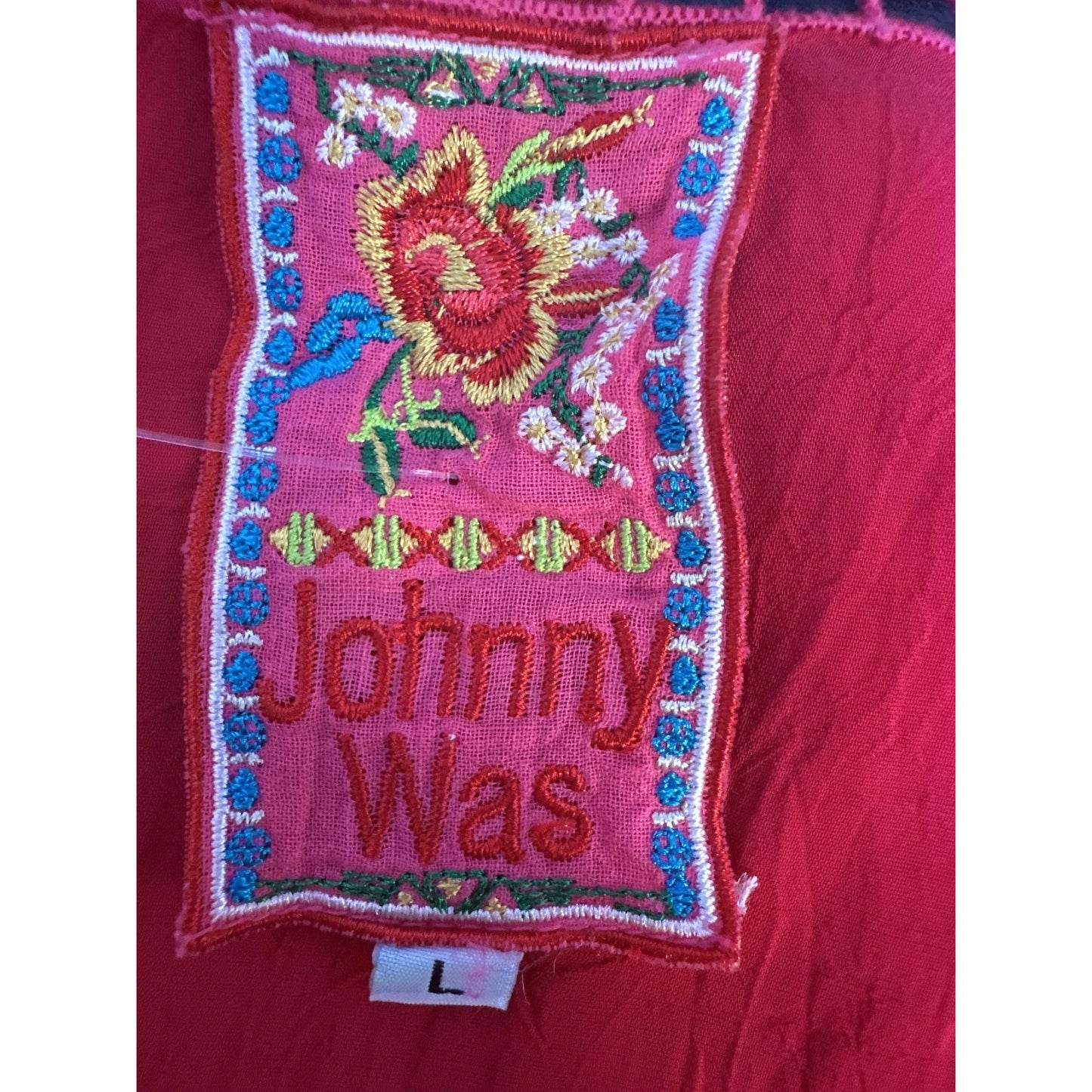 Johnny Was Boho Red/Pink Embroidered Tunic Blouse Size L