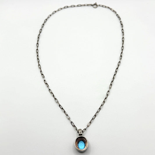 Sterling Silver 925 Blue Topaz Pendant Necklace