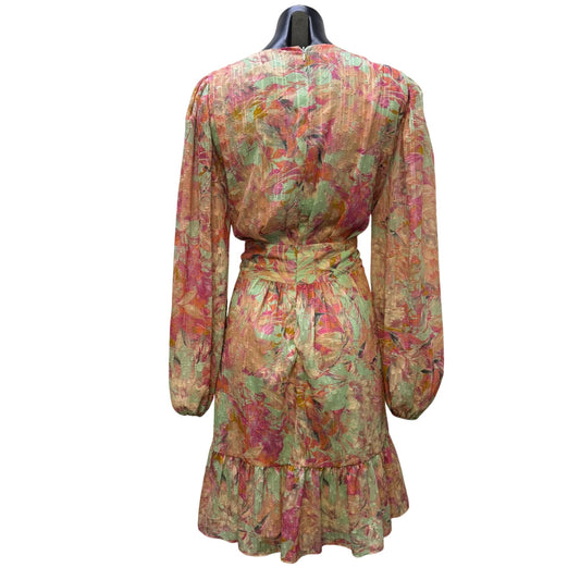 NWT Alex Marie Floral Print Pink & Mint Long Sleeve Dress 12