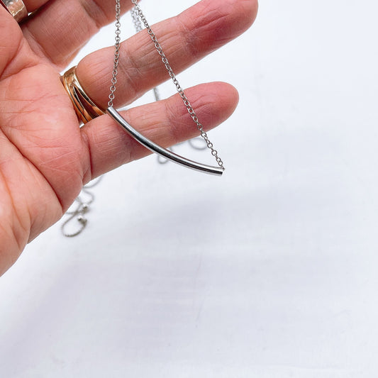 Kendra Scott Silver Bar Pendant Necklace Adjustable Chain