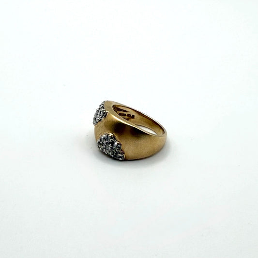 925 Gold Tone Ring With Clustered Silver Accents Sz 9