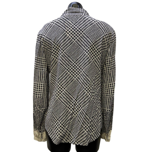 Veronica Beard Silk Blouse Ivry Black Size 12